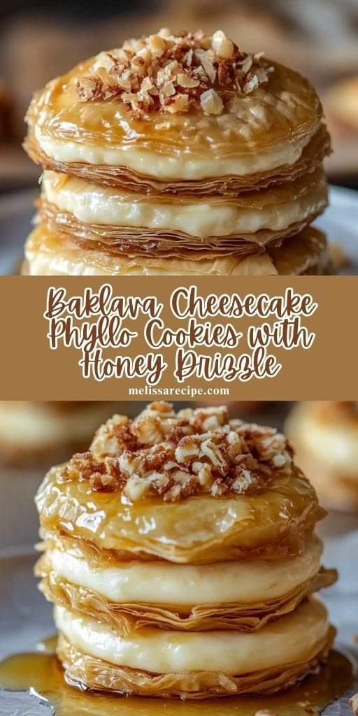 Decadent Honey-Drizzled Baklava Cheesecake Phyllo Cookies