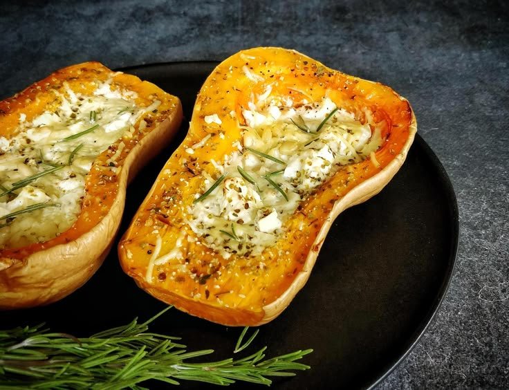 Butternut farci à la feta | Butternut farcie feta, Recette butternut au four feta, Bâtonnets de courgette