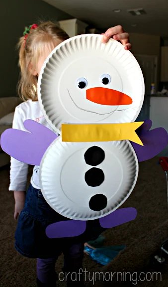 Cute Paper Plate Snowman Craft for Kids - Crafty Morning