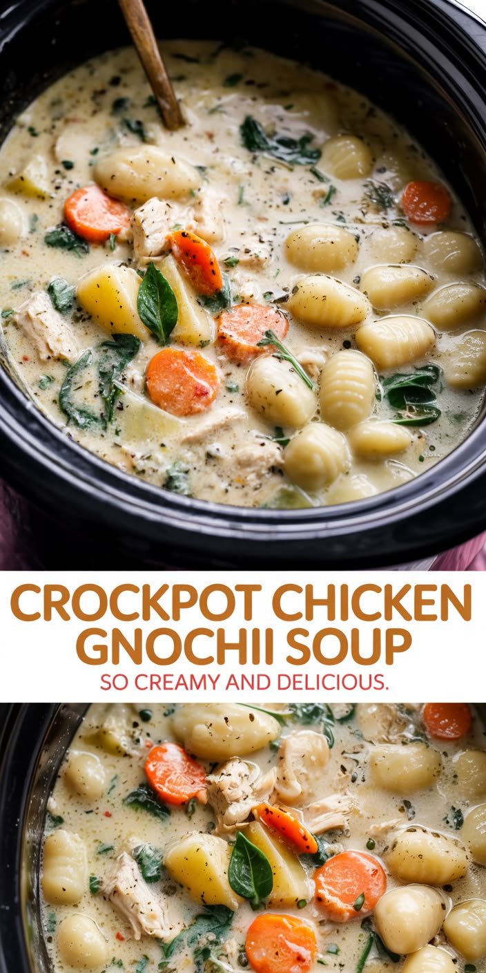Crockpot Chicken Gnocchi Soup ( Cozy & Easy Slow Cooker Meal)