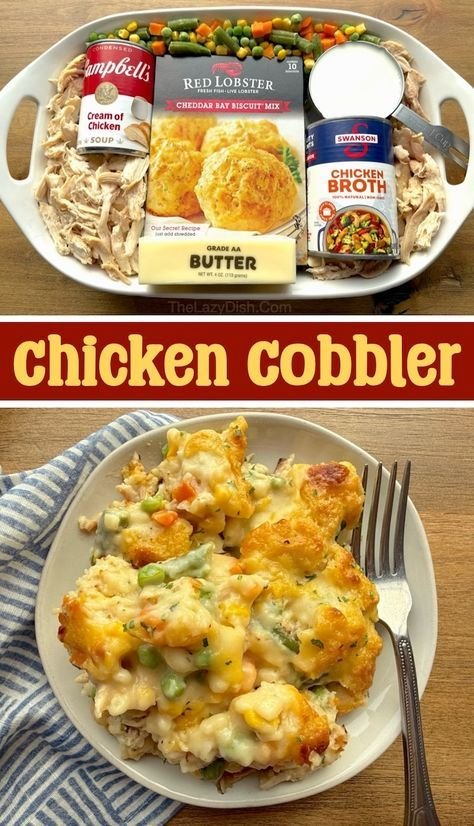 Easy Chicken Cobbler Dinner Casserole (Made with Red Lobster Biscuit Mix)
