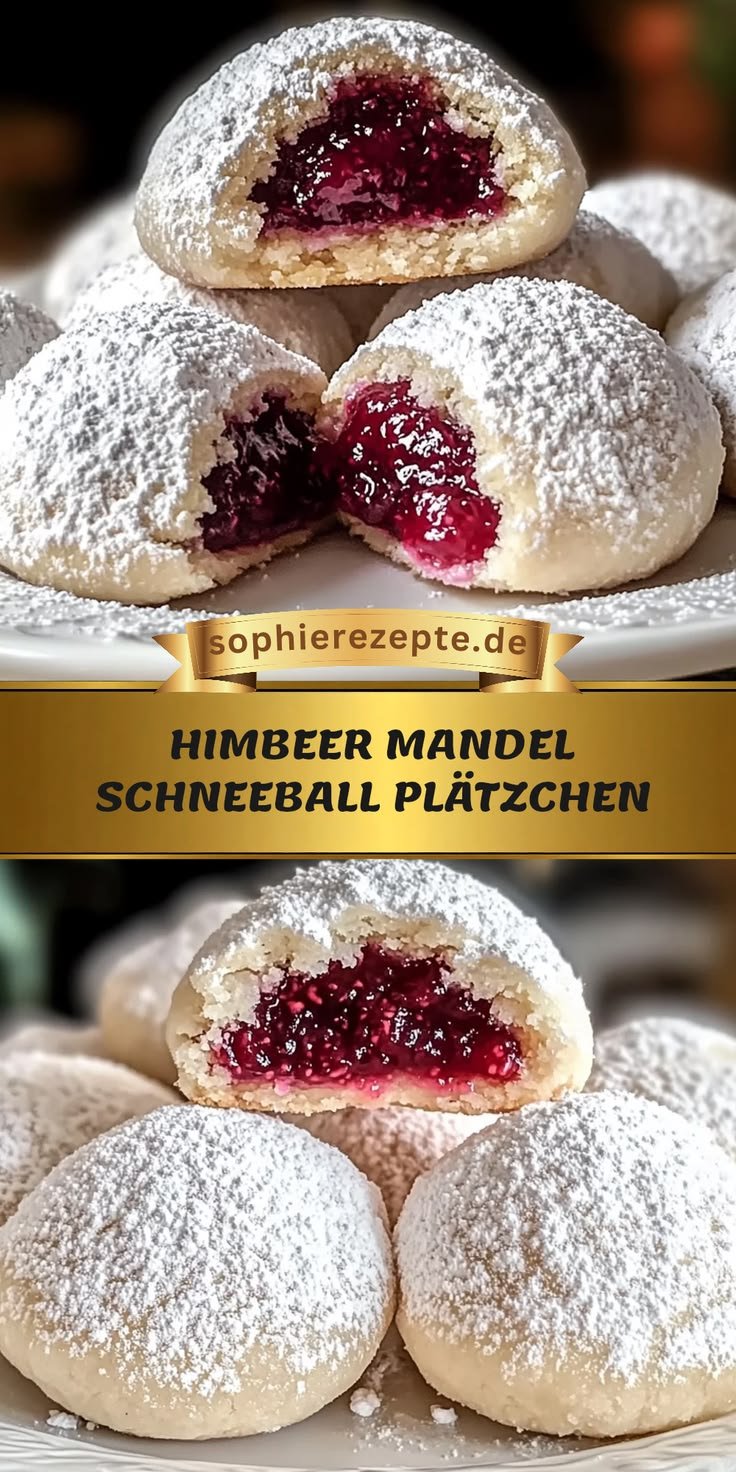 Himbeer Gefüllte Mandel Schneeball Plätzchen für Süße Momente und besondere Anlässe