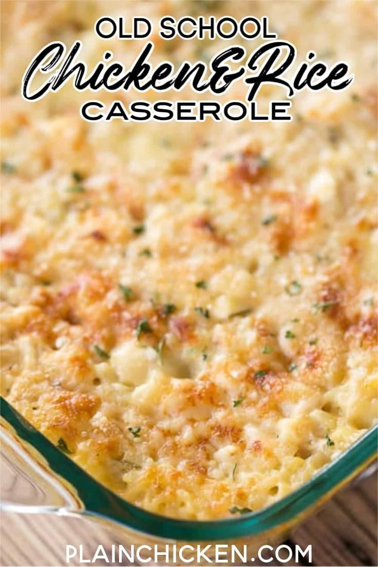 Old School Chicken and Rice Casserole Recipe | Old fashion chicken and rice recipes, Casserole dishes, Casserole recipes