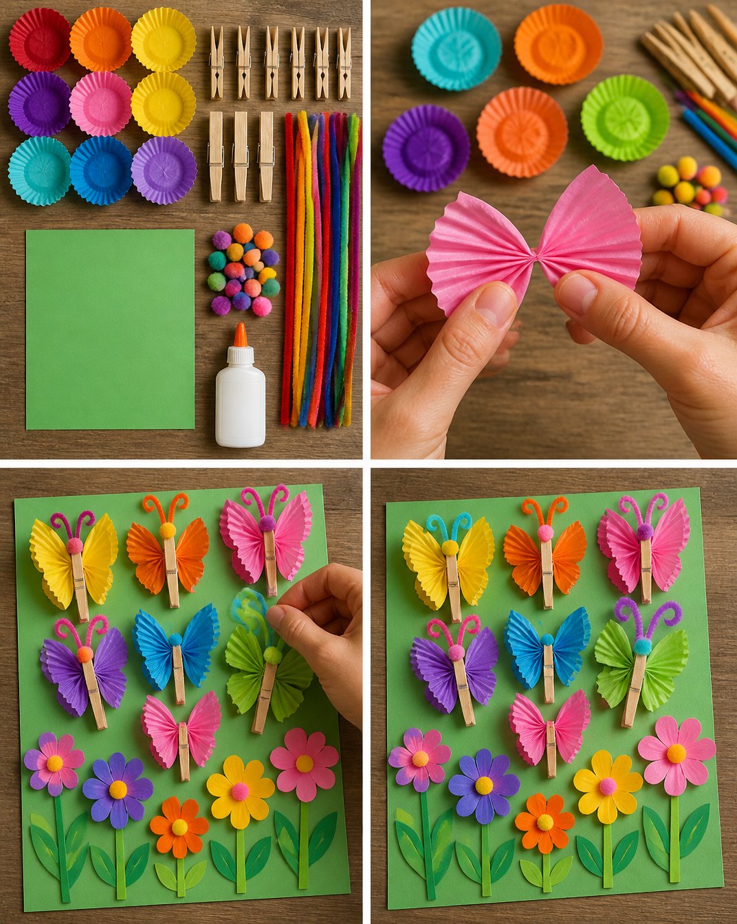 Rainbow Cupcake-Liner Butterfly Garden