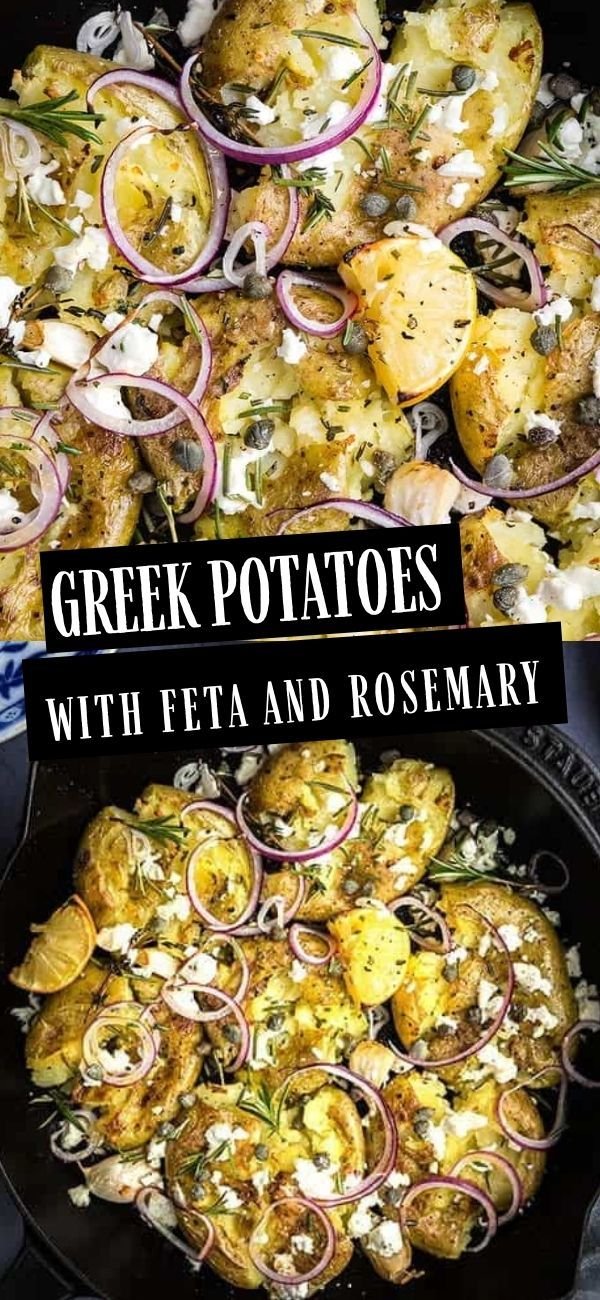 Smashed Greek Potatoes with Feta and Rosemary