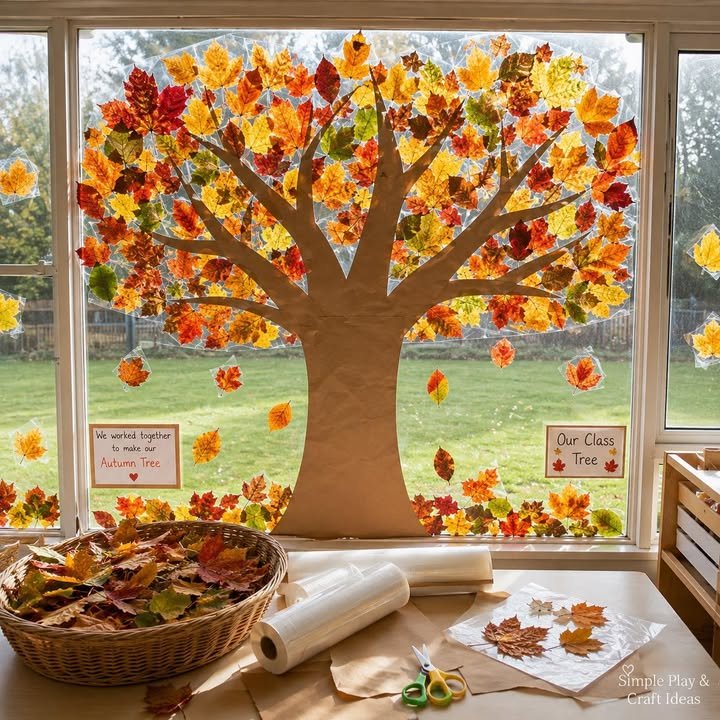 🍂 CLASSROOM AUTUMN WINDOW TREE 🍁

Turn your classroom window into a gorgeous collaborative autumn display! Cut a large tree trunk and branches from brown paper and attach them to the window, then ad...