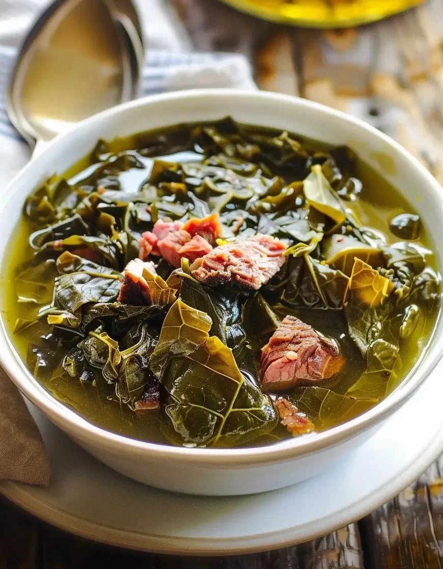 Southern Braised Collard Greens with Ham Hocks