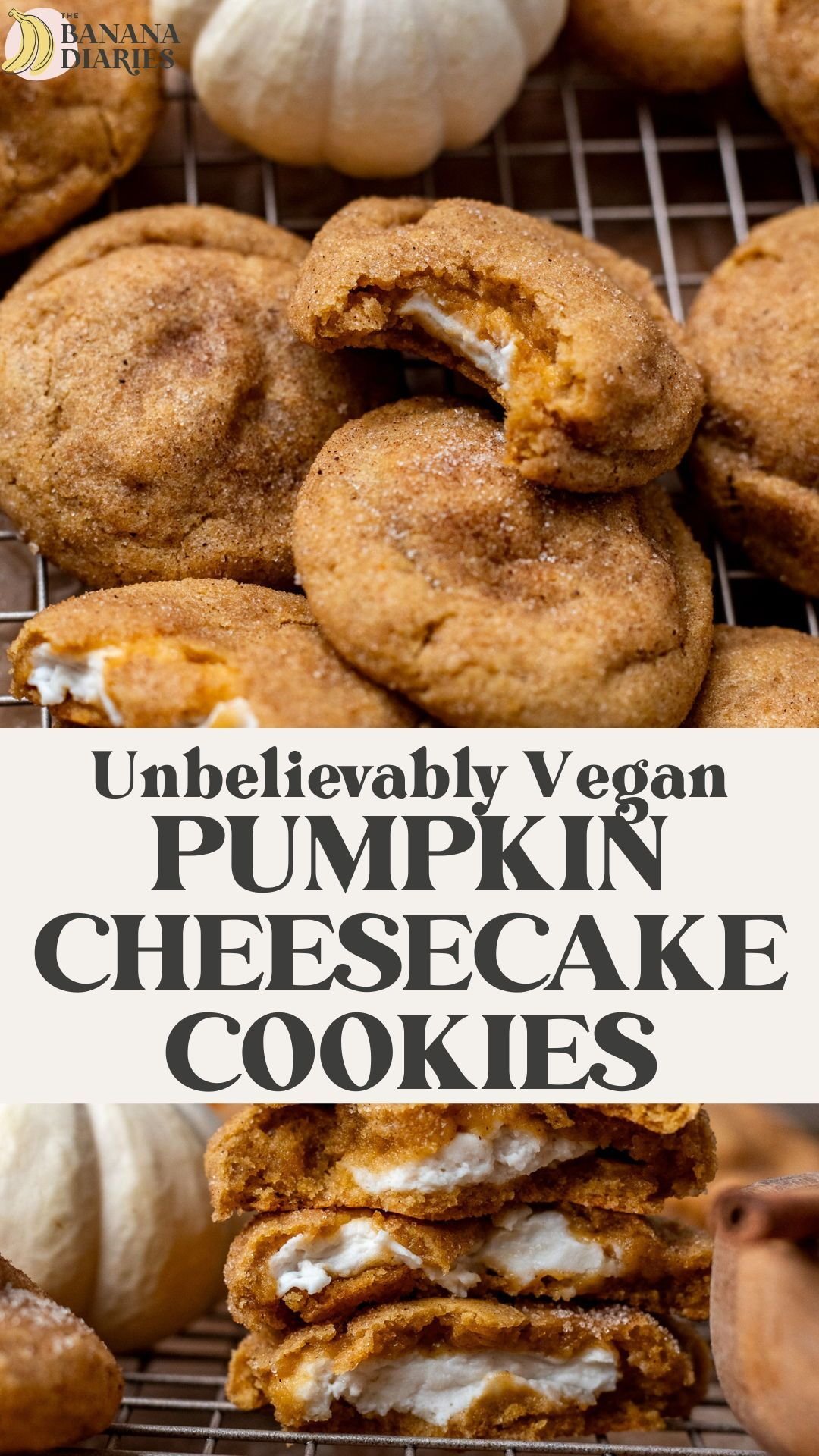 Soft & Chewy Vegan Pumpkin Cheesecake Cookies - No eggs!