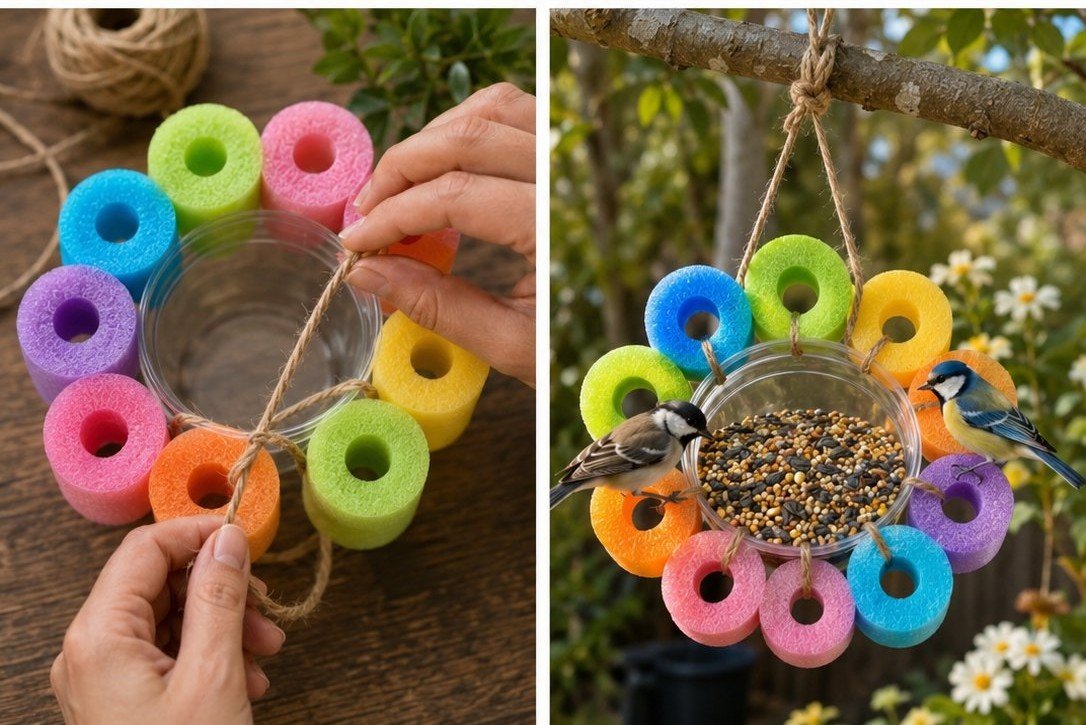 Pool Noodle Bird Feeder Becomes Cozy 7 Pool Noodle Bird Feeder