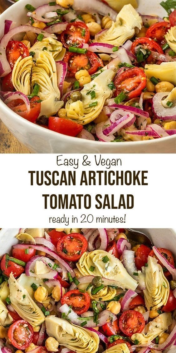 Easy & Vegan Tuscan Artichoke Tomato Salad