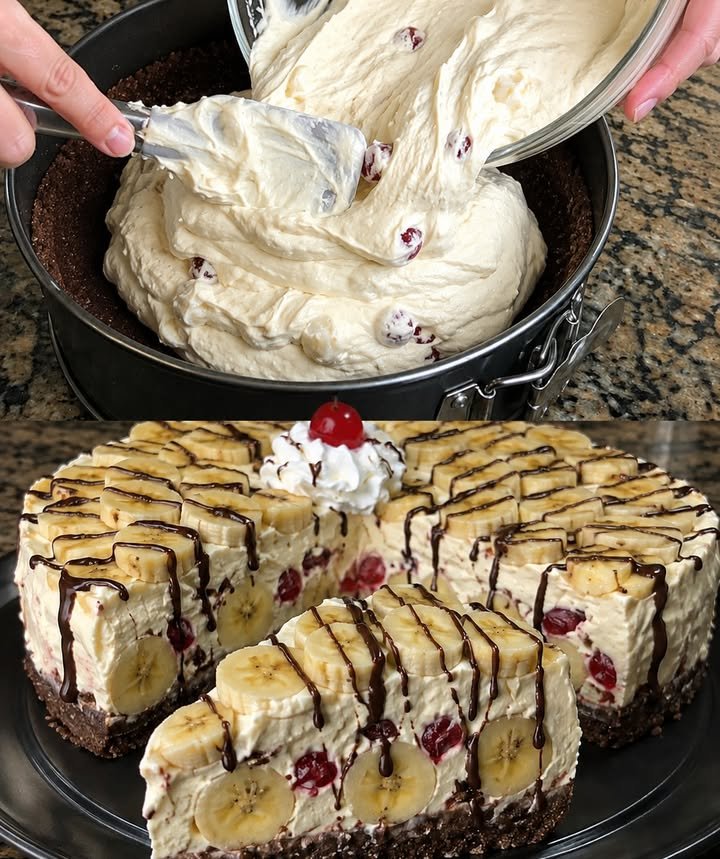 Banana Split Kasekuchen ohne Backen