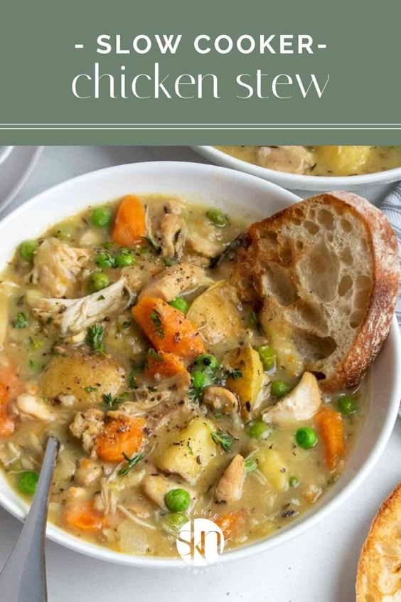 This easy slow cooker chicken stew is filled with vegetables, creamy broth, and lots of protein to make a healthy and he… | Chicken stew food network, Slow cooker mediterranean chicken stew, Healthy protein crock pot meals