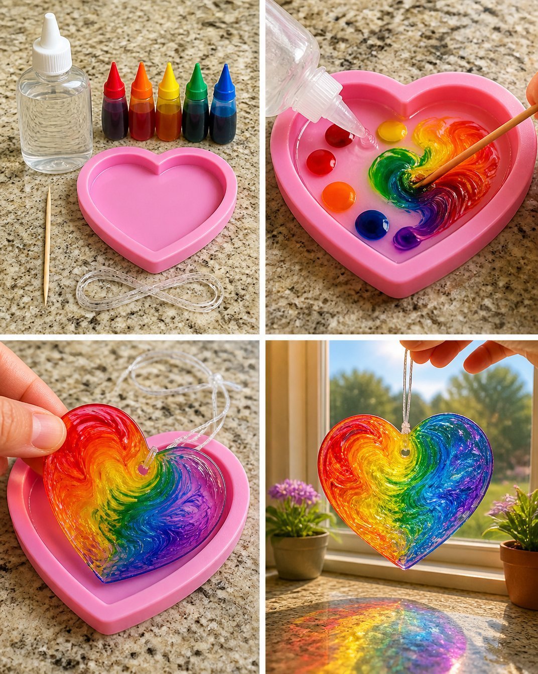 Swirled Glue Suncatchers Become Cozy 7 Swirled Glue Suncatchers