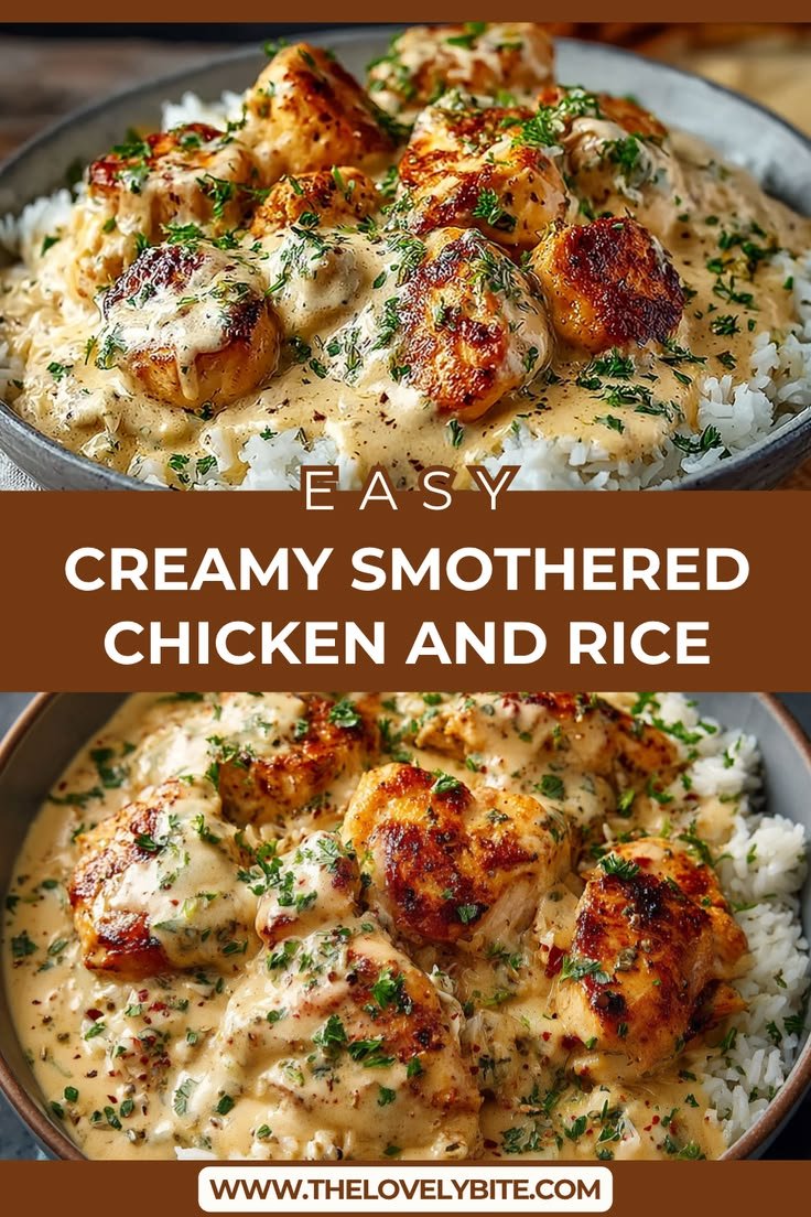 Creamy Smothered Chicken and Rice Easy Comfort Food Dinner