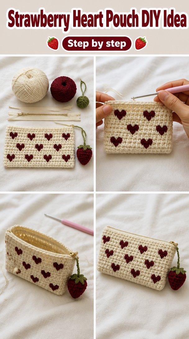 Make a Strawberry Heart Pouch 5 Strawberry Heart Pouch🍓