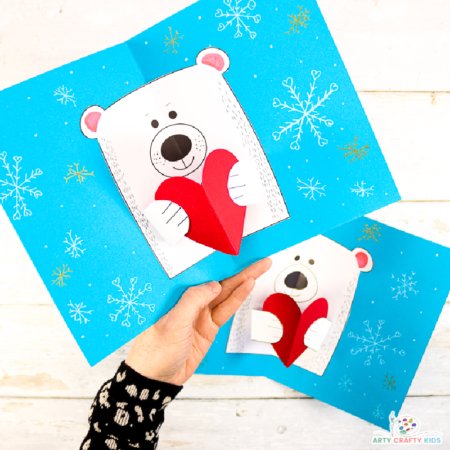Polar Bear Card with a Pop Up Heart - Arty Crafty Kids