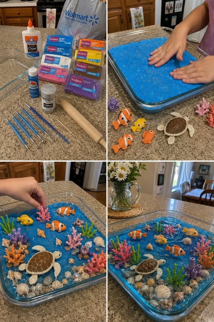 DIY Air-Dry Clay Ocean Sensory Tray