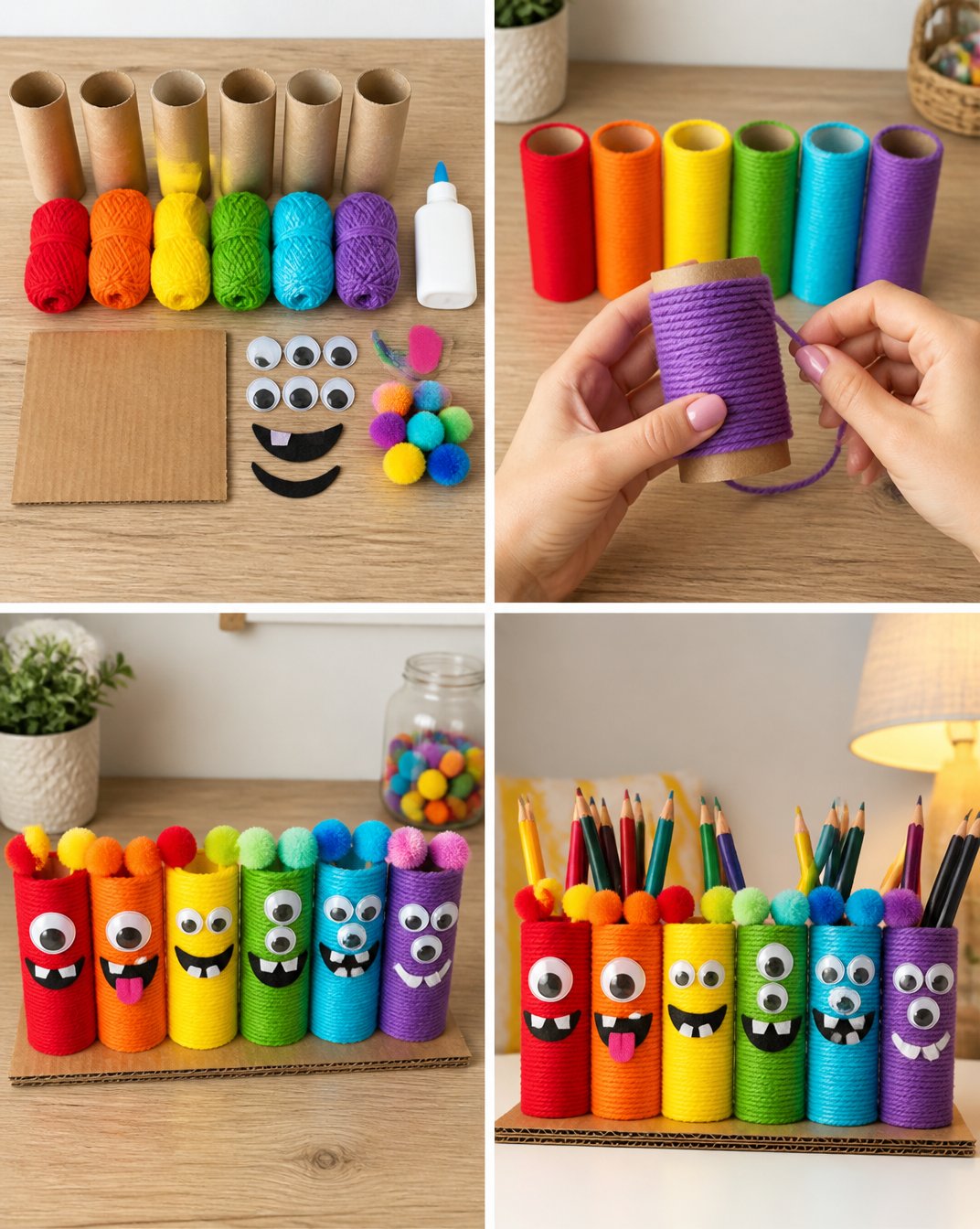 Rainbow Monster Pencil Holder for Kids' Desk 7 Colorful Rainbow Monster Pencil Holder for Kids Desk