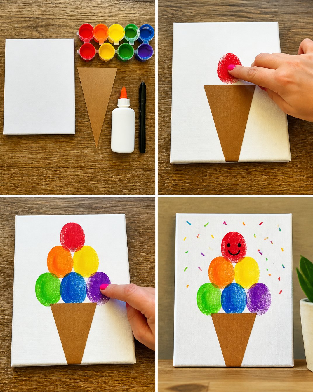 Rainbow Ice Cream Fingerprint Canvas Art 16 Fingerprint Rainbow Ice Cream Canvas Art