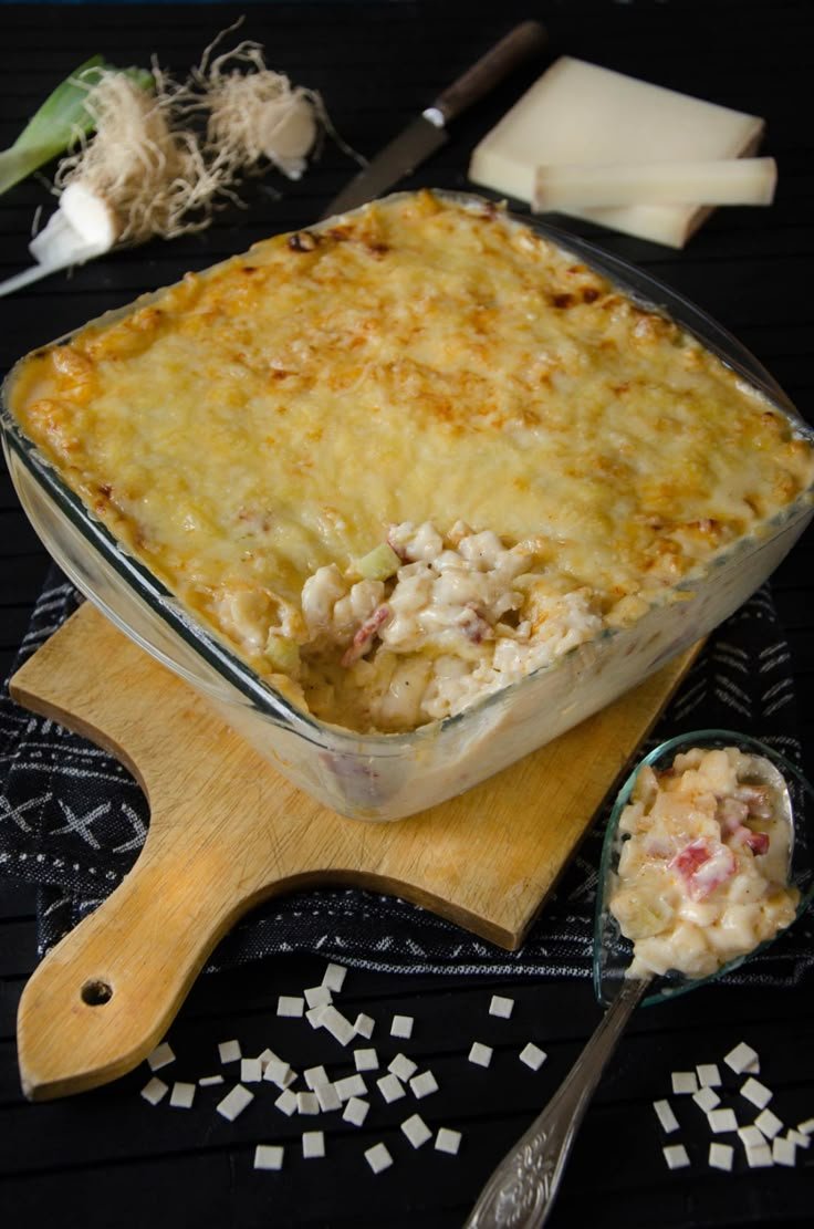 Gratin de crozets aux poireaux, comté et chorizo
