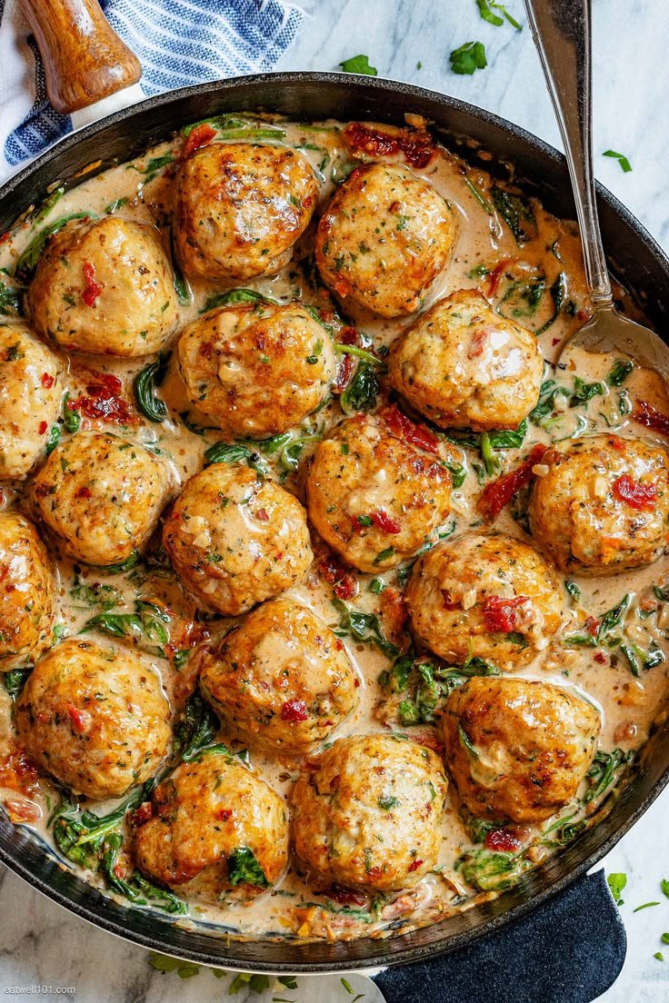 Creamy Spinach Turkey Meatballs Recipe