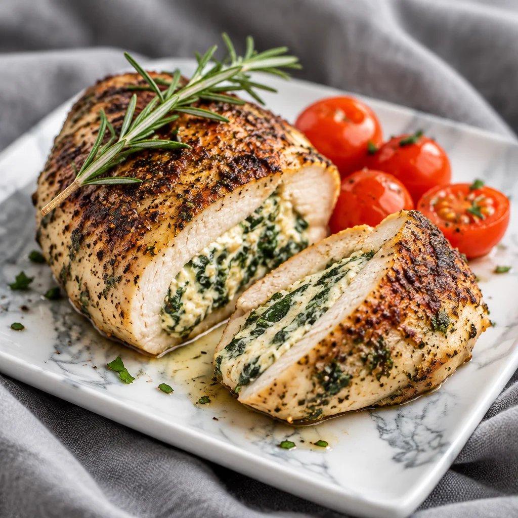 Air Fryer Stuffed Chicken Breast mit Spinat & Cream Cheese