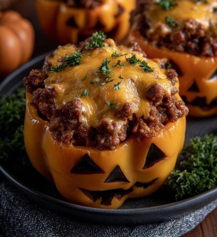 EASY RECIPE For Halloween Stuffed Peppers Recipes : Jack-O-Lantern Bell Peppers (Digital Download)
