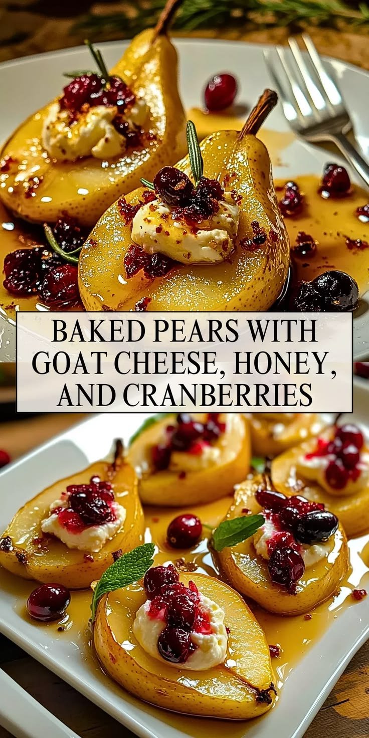 Baked Pears with Goat Cheese and Cranberries