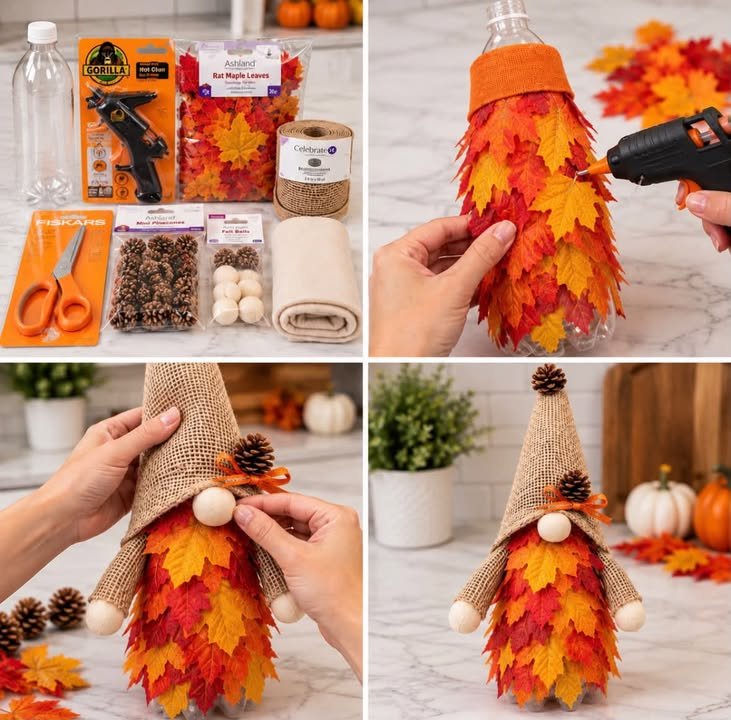 Turn Plastic Water Bottles into Adorable Fall Gnomes 🍁