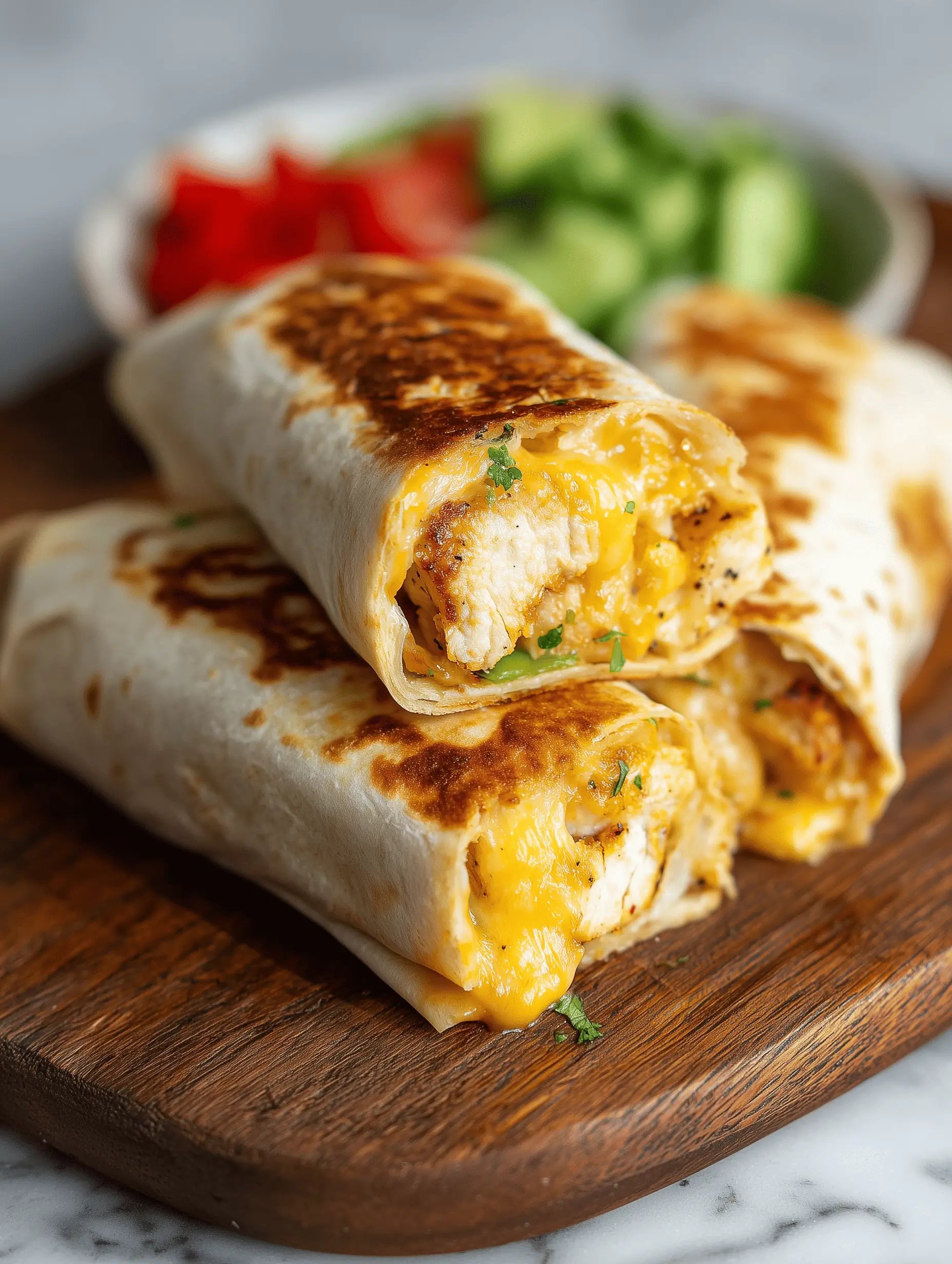 Cheesy Garlic Chicken Wraps