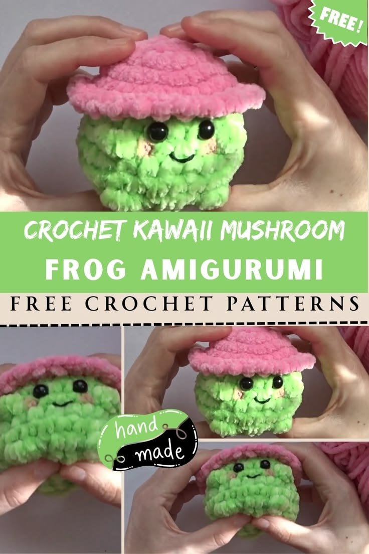 A stunning kawaii mushroom frog amigurumi