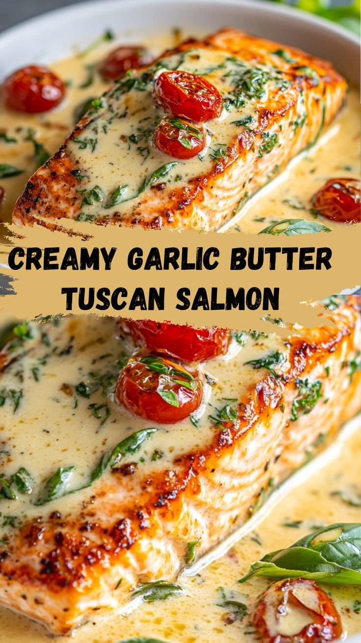 Creamy Garlic Salmon with Spinach and Sun-Dried Tomatoes