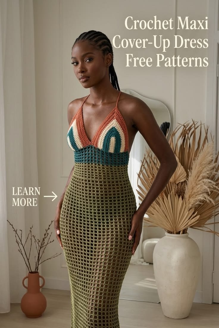 Crochet Maxi Cover-Up Dress Free Patterns