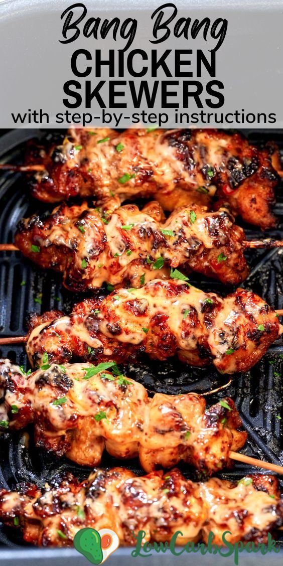 Air Fryer Bang Bang Chicken Skewers