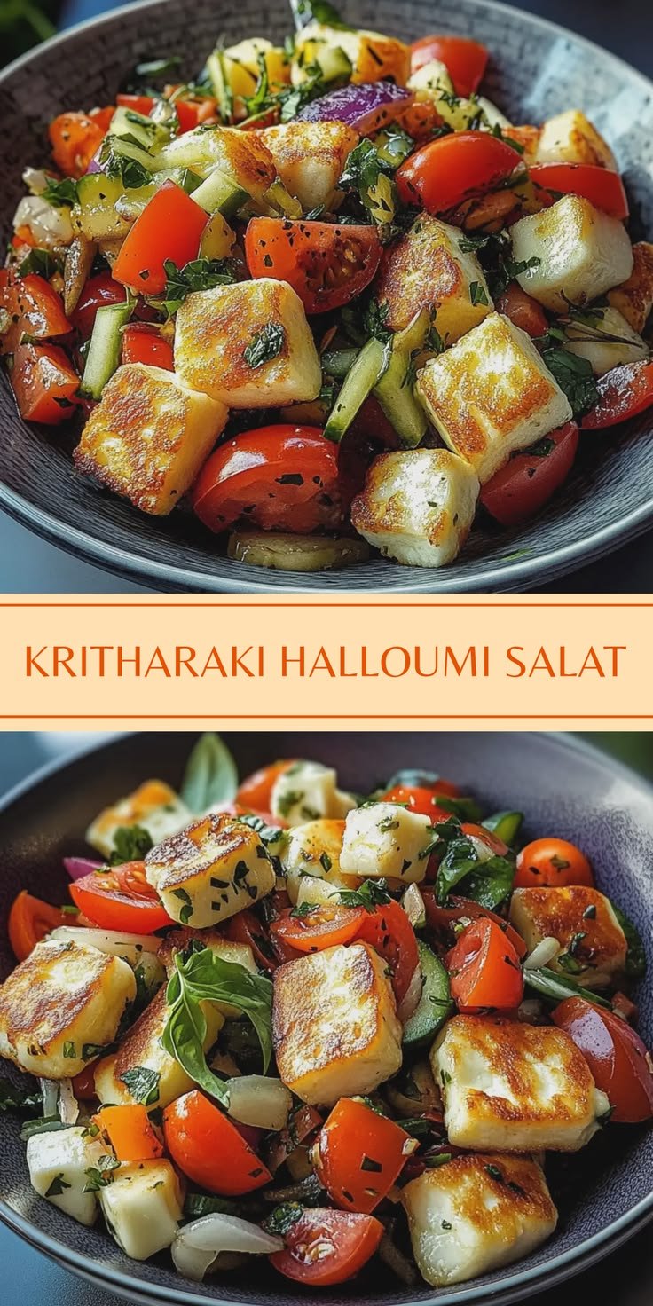 Frischer Kritharaki-Salat Mit Knusprigen Halloumi-Croutons Perfekt Fürs Grillfest
