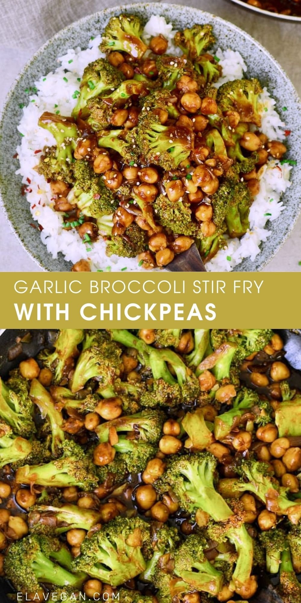 GARLIC BROCCOLI STIR FRY WITH CHICKPEAS