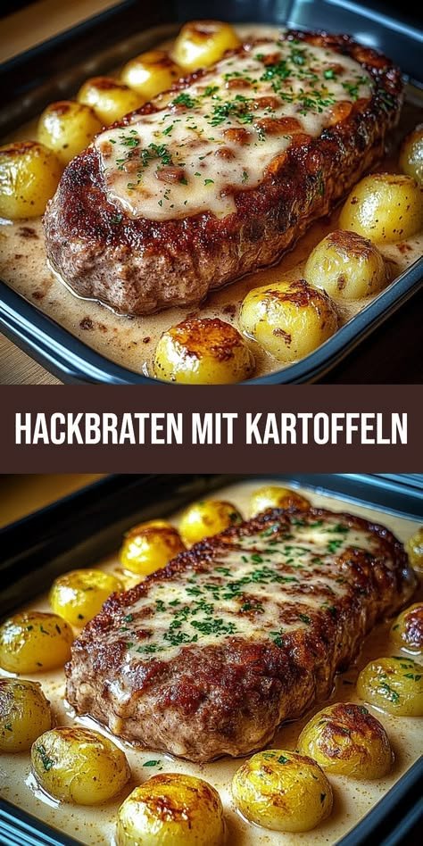 Köstlicher Hackbraten mit Kartoffeln in Sahne – Familienliebling! | Rezept | Rezeptewelt, Mittagessen deftig, Schnelle rezepte mit hack