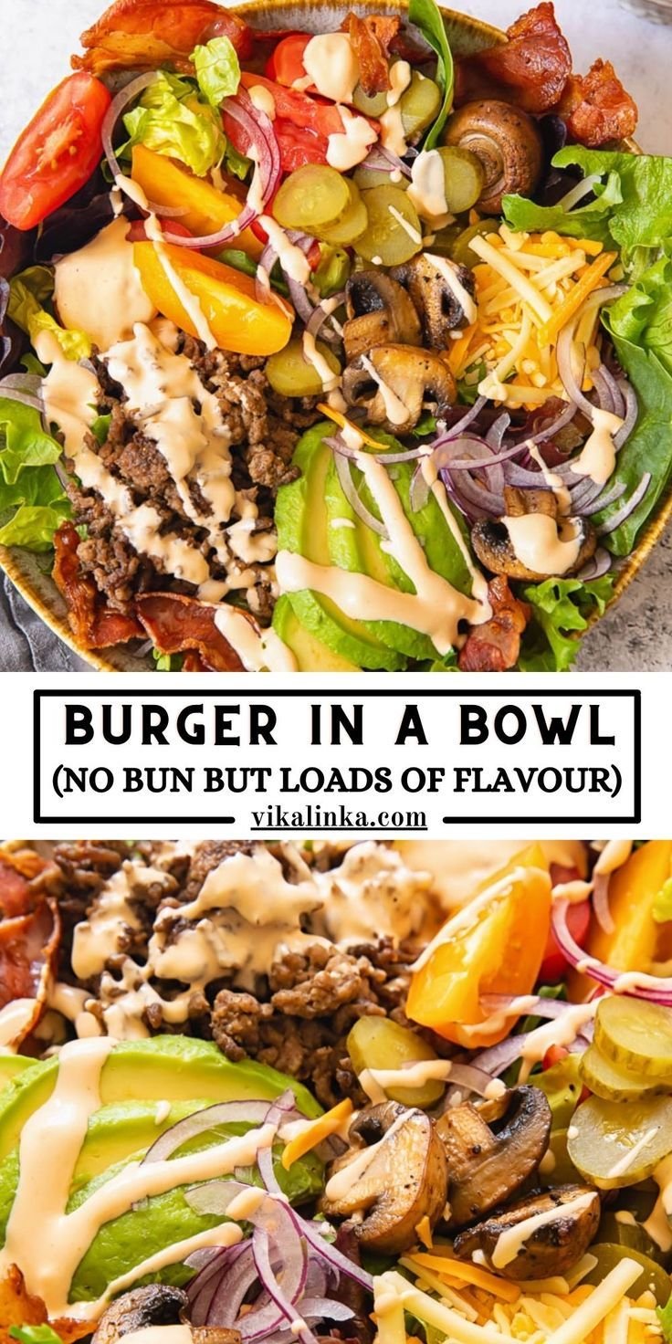 BURGER IN A BOWL (NO BUN BUT LOADS OF FLAVOUR)