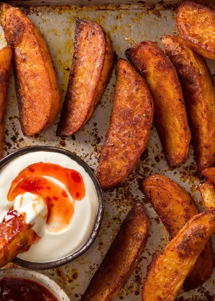 Fried seasoned potatoes baked