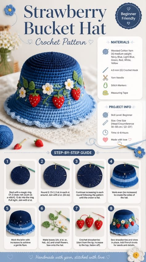 Create an adorable Strawberry Bucket Hat