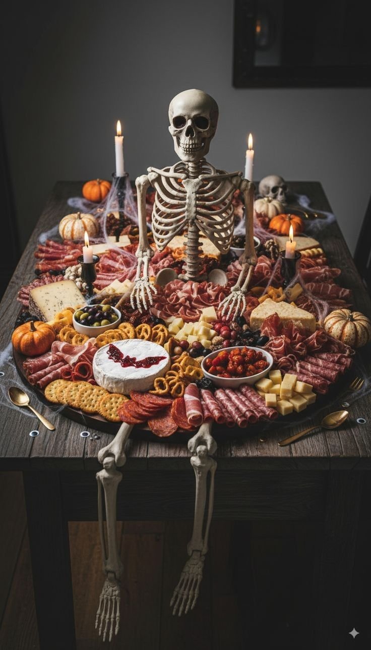 Halloween cheese board ideas | Charcuterie board for halloween, Skeleton buffet, Best halloween decor