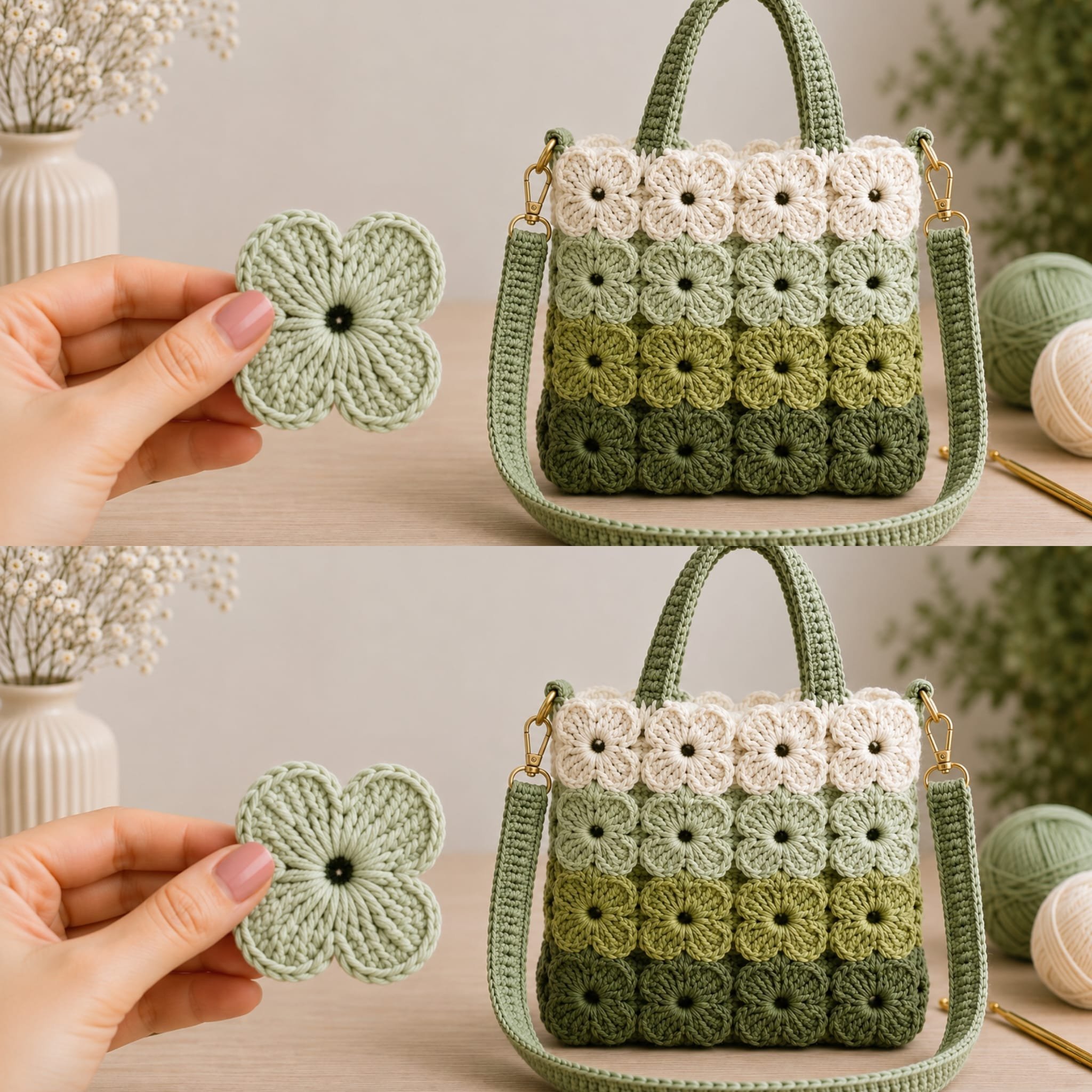 Crochet Flower Square Tote Bag Pattern