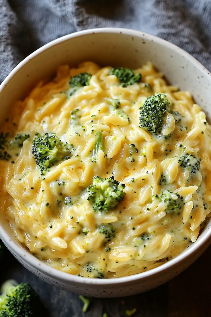 One Pot Broccoli and Cheese Orzo