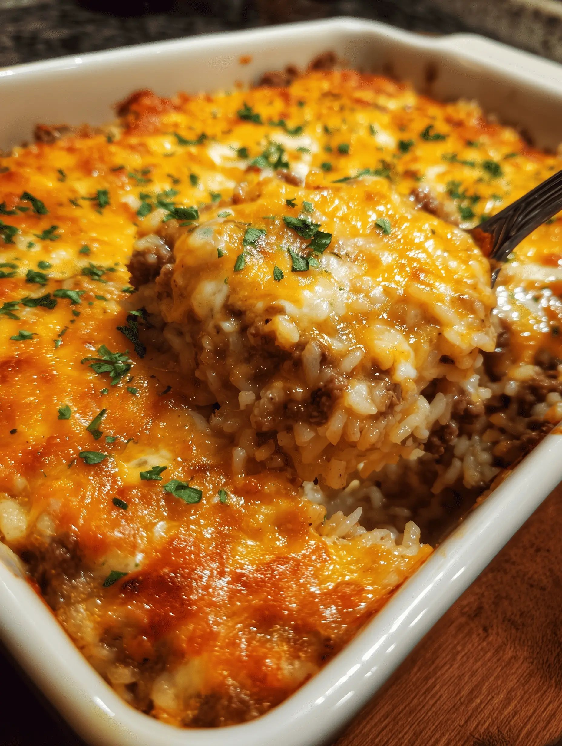 Easy Cheesy Beef and Rice Casserole