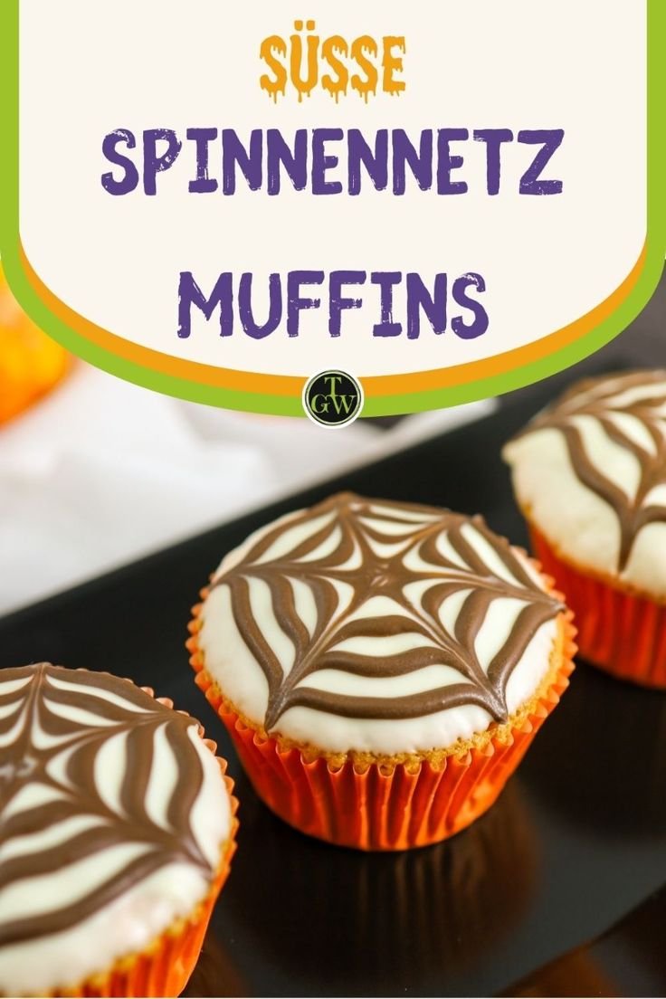 Süße Spinnennetz Muffins für Halloween