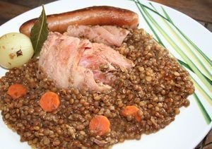 Recette de petit jambonneau aux lentilles