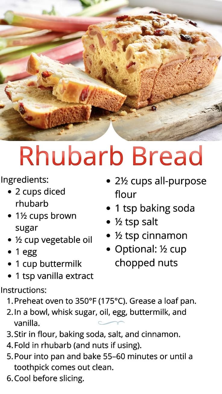 What to do with rhubarb bread | Rhubarb loaf without butter, What to bake with rhubarb, Buttermilk rhubarb bread