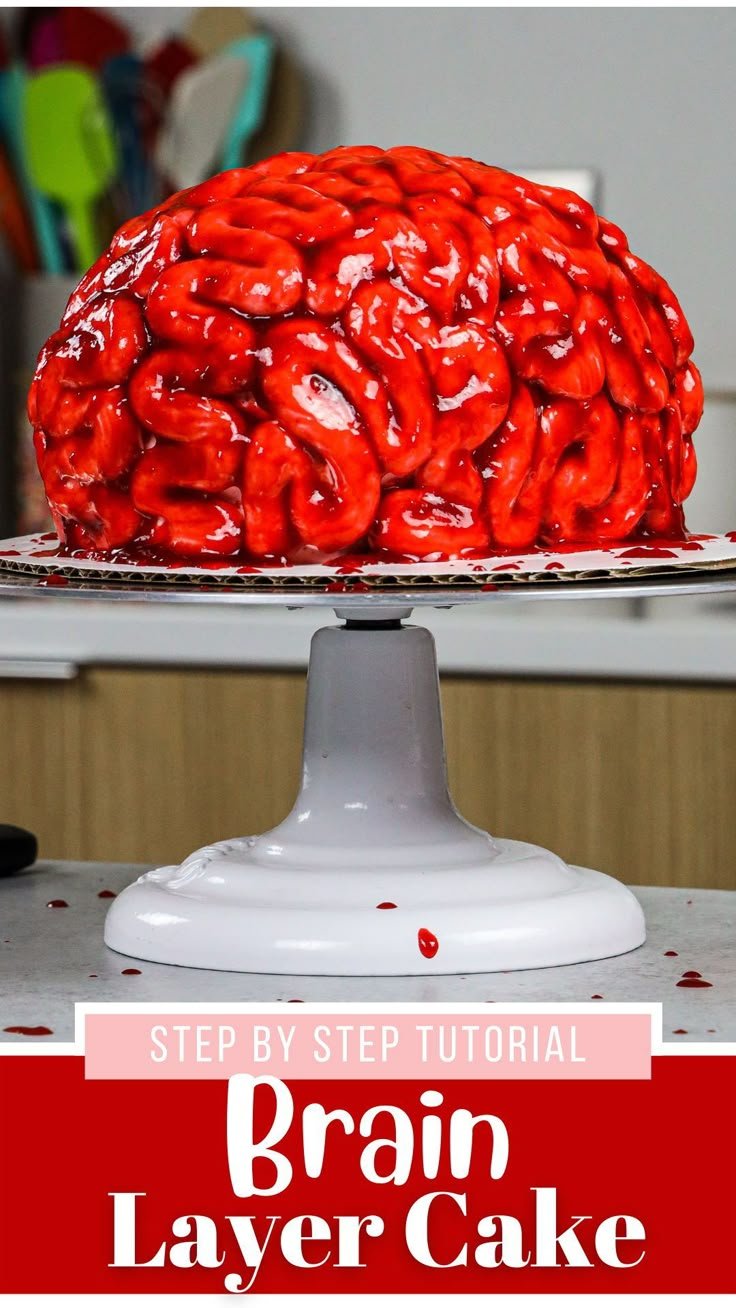 Brain Cake: Easy Recipe & Design Made w/ Buttercream - Chelsweets