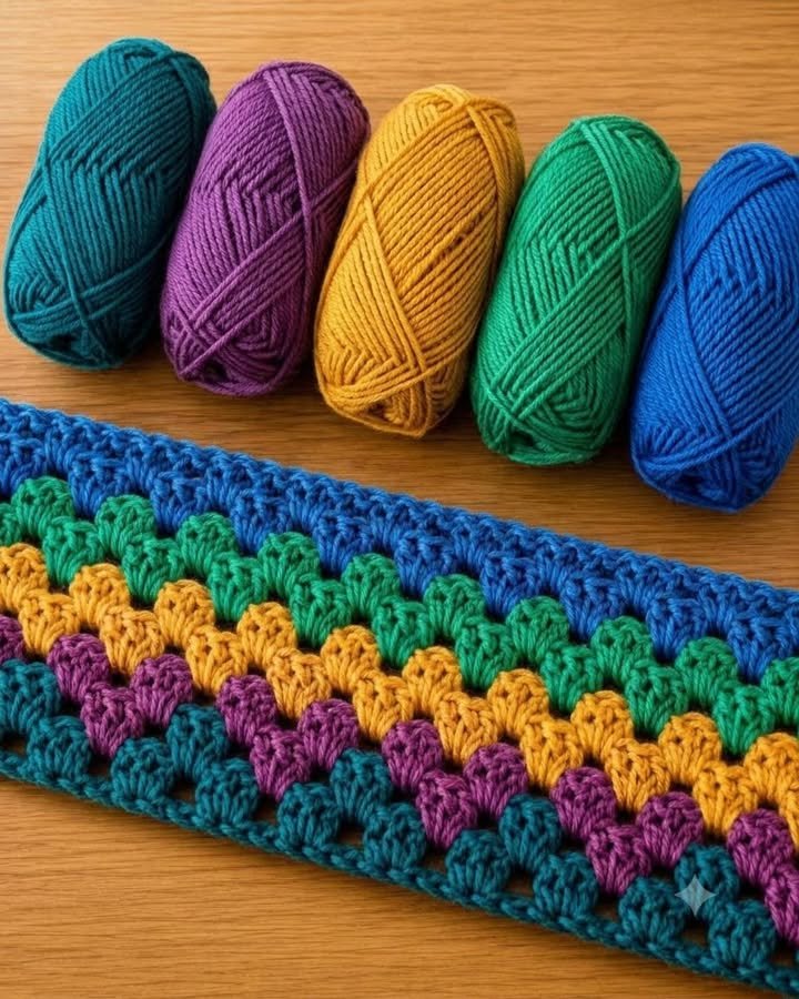 Zufriedenstellende Farbkombination-Alarm! 🧶🌈 Türkis, Pflaume, Senf und Grün—was würdest du mit dieser wunderschönen Kombination machen?