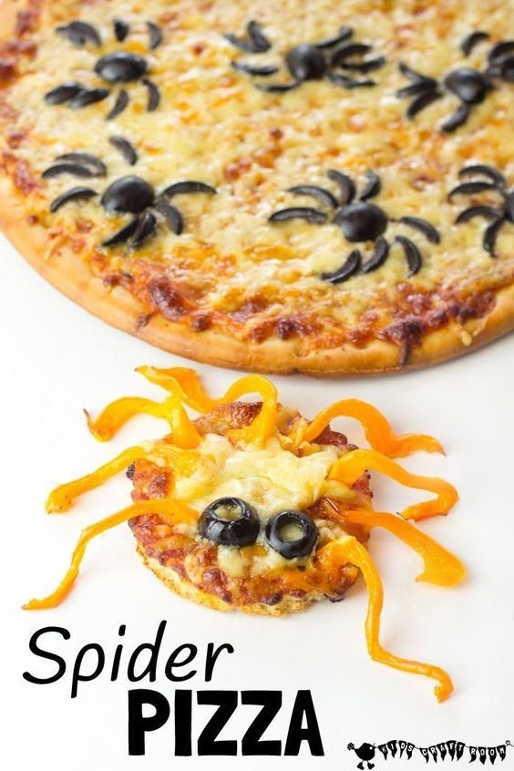 Looking for Halloween food ideas? These Halloween Spider Pizzas are simple for kids to make and perfect for some spook-t… | Halloween party food pizza, Spider-themed pizza with pepperoni, Halloween food for party